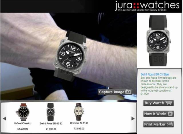 A screenshot from Jura Watches' new Virtual Watch Application - a World first for the industry. 